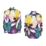 Floral patterned shirt, front and back view.