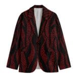 Black and red patterned blazer jacket.