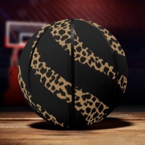 Basketball with leopard print pattern design.