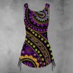 Colorful mandala-patterned sleeveless dress design.