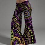 Colorful patterned wide-leg pants design.
