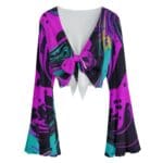 Abstract patterned top with vibrant colors.