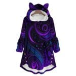 Purple swirled hoodie with cat ears.